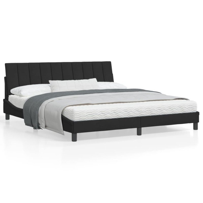 vidaXL Estructura de cama con cabecero de terciopelo negro 180x200 cm vidaXL Estructura de cama con cabecero de terciopelo negro 180x200 cm