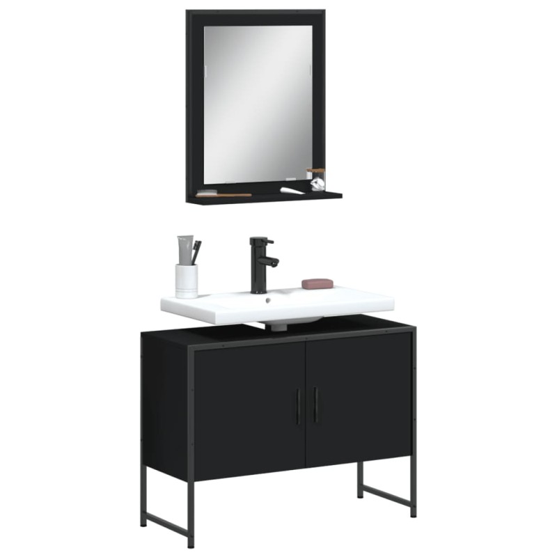 vidaXL Juego de muebles de baño 2 pzas madera de ingeniería negro