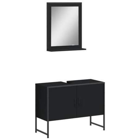 vidaXL Juego de muebles de baño 2 pzas madera de ingeniería negro