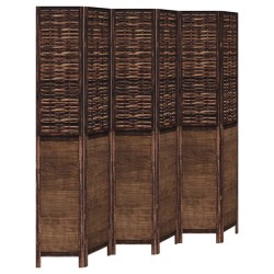 vidaXL Biombo separador de 6 paneles madera paulownia marrón oscuro