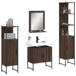 vidaXL Set de muebles de baño 4 pzas madera contrachapada marrón roble
