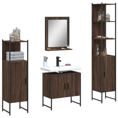 vidaXL Set de muebles de baño 4 pzas madera contrachapada marrón roble