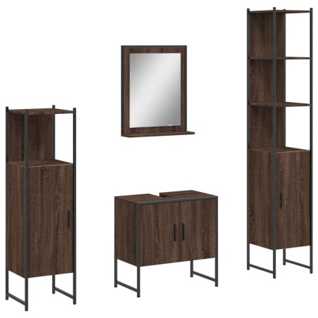 vidaXL Set de muebles de baño 4 pzas madera contrachapada marrón roble