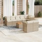 vidaXL Set de sofás de jardín 9 pzas con cojines ratán sintético beige vidaXL Set de sofás de jardín 9 pzas con cojines ratán sintético beige