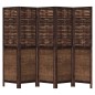 vidaXL Biombo separador de 5 paneles madera paulownia marrón oscuro vidaXL Biombo separador de 5 paneles madera paulownia marrón oscuro