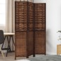 vidaXL Biombo separador de 3 paneles madera paulownia marrón oscuro vidaXL Biombo separador de 3 paneles madera paulownia marrón oscuro