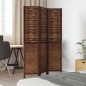 vidaXL Biombo separador de 3 paneles madera paulownia marrón oscuro vidaXL Biombo separador de 3 paneles madera paulownia marrón oscuro
