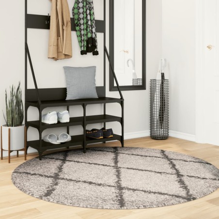 vidaXL Alfombra de pelo largo moderna beige y antracita Ø 160 cm