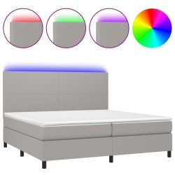 vidaXL Cama box spring con colchón tela y LED gris claro 200x200 cm