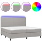 vidaXL Cama box spring con colchón tela y LED gris claro 200x200 cm vidaXL Cama box spring con colchón tela y LED gris claro 200x200 cm