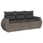 vidaXL Set de sofá de jardín 3 pzas y cojines ratán sintético gris vidaXL Set de sofá de jardín 3 pzas y cojines ratán sintético gris