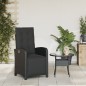vidaXL Sillón reclinable de jardín con reposapiés ratán PE negro vidaXL Sillón reclinable de jardín con reposapiés ratán PE negro