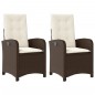 vidaXL Sillones reclinables jardín con cojines marrones 2 uds ratán PE vidaXL Sillones reclinables jardín con cojines marrones 2 uds ratán PE