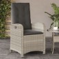 vidaXL Sillón de jardín reclinable con cojines ratán PE gris claro vidaXL Sillón de jardín reclinable con cojines ratán PE gris claro