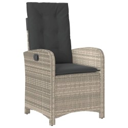 vidaXL Sillón de jardín reclinable con cojines ratán PE gris claro