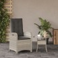 vidaXL Sillón de jardín reclinable con cojines ratán PE gris claro vidaXL Sillón de jardín reclinable con cojines ratán PE gris claro