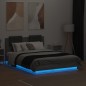 vidaXL Estructura cama con cabecero luces LED gris Sonoma 135x190 cm vidaXL Estructura cama con cabecero luces LED gris Sonoma 135x190 cm