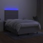 vidaXL Cama box spring con colchón tela y LED gris claro 120x200 cm