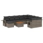 vidaXL Set de sofás de jardín 11 pzas y cojines ratán sintético gris vidaXL Set de sofás de jardín 11 pzas y cojines ratán sintético gris