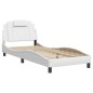 vidaXL Estructura de cama con cabecero cuero sintético blanco 80x200cm vidaXL Estructura de cama con cabecero cuero sintético blanco 80x200cm