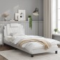 vidaXL Estructura de cama con cabecero cuero sintético blanco 80x200cm vidaXL Estructura de cama con cabecero cuero sintético blanco 80x200cm