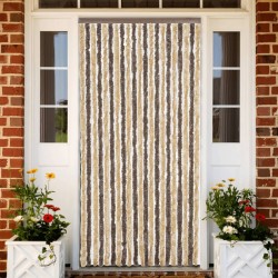 vidaXL Cortina antimoscas chenilla marrón oscuro y beige 100x200 cm