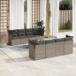 vidaXL Set de muebles de jardín 9 pzas y cojines ratán sintético gris vidaXL Set de muebles de jardín 9 pzas y cojines ratán sintético gris