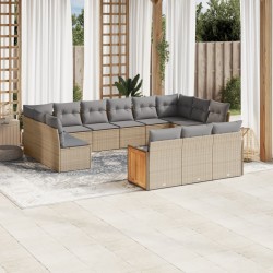 vidaXL Set de sofás de jardín y cojines 13 pzas ratán sintético beige