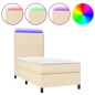 vidaXL Cama box spring colchón y luces LED tela color crema 90x190 cm vidaXL Cama box spring colchón y luces LED tela color crema 90x190 cm