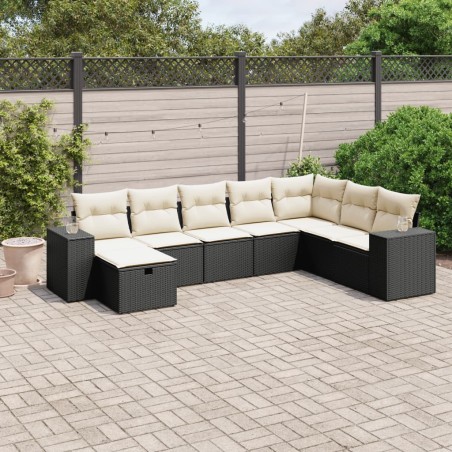 vidaXL Set de sofás de jardín 8 piezas y cojines ratán sintético negro