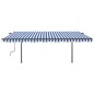vidaXL Toldo retráctil automático con postes azul y blanco 5x3 m vidaXL Toldo retráctil automático con postes azul y blanco 5x3 m