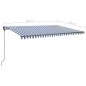 vidaXL Toldo retráctil automático con postes azul y blanco 5x3 m vidaXL Toldo retráctil automático con postes azul y blanco 5x3 m