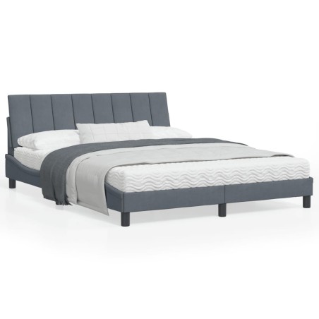 vidaXL Estructura cama con cabecero terciopelo gris oscuro 160x200 cm