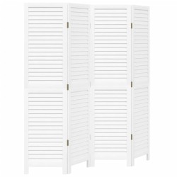 vidaXL Biombo separador de 4 paneles madera maciza Paulownia blanco