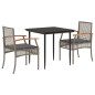 vidaXL Set comedor de jardín 3 piezas con cojines ratán sintético gris vidaXL Set comedor de jardín 3 piezas con cojines ratán sintético gris