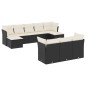 vidaXL Set de sofás de jardín 10 pzas cojines ratán sintético negro vidaXL Set de sofás de jardín 10 pzas cojines ratán sintético negro