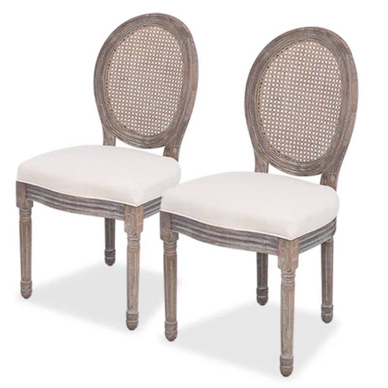 vidaXL Sillas de comedor 2 unidades tela color crema vidaXL Sillas de comedor 2 unidades tela color crema