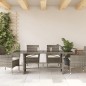vidaXL Mesa de jardín superficie de vidrio ratán PE gris 190x80x74 cm vidaXL Mesa de jardín superficie de vidrio ratán PE gris 190x80x74 cm