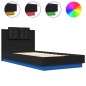 vidaXL Estructura de cama con cabecero y luces LED negro 75x190 cm vidaXL Estructura de cama con cabecero y luces LED negro 75x190 cm