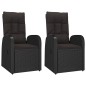 vidaXL Sillones de jardín reclinables con cojines 2 uds ratán PE negro vidaXL Sillones de jardín reclinables con cojines 2 uds ratán PE negro