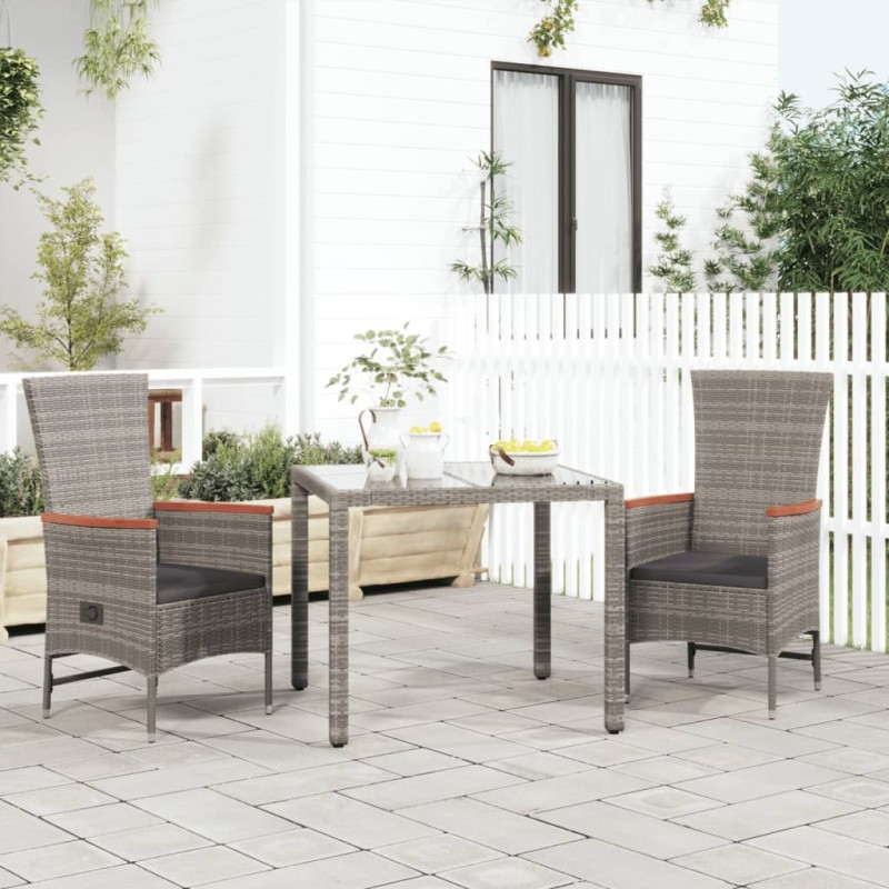 vidaXL Sillones de jardín reclinables con cojines 2 uds ratán PE gris vidaXL Sillones de jardín reclinables con cojines 2 uds ratán PE gris