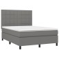 vidaXL Cama box spring colchón y luces LED tela gris oscuro 140x190 cm vidaXL Cama box spring colchón y luces LED tela gris oscuro 140x190 cm