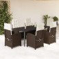 vidaXL Set comedor de jardín 7 pzas con cojines ratán sintético marrón vidaXL Set comedor de jardín 7 pzas con cojines ratán sintético marrón