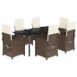 vidaXL Set comedor de jardín 7 pzas con cojines ratán sintético marrón vidaXL Set comedor de jardín 7 pzas con cojines ratán sintético marrón