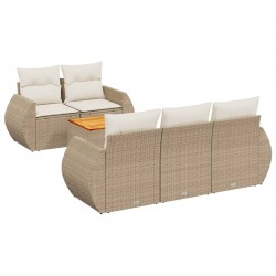 vidaXL Juego de sofás jardín con cojines 6 pzas ratán sintético beige