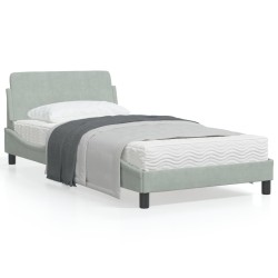 vidaXL Estructura de cama con cabecero terciopelo gris claro 100x200cm
