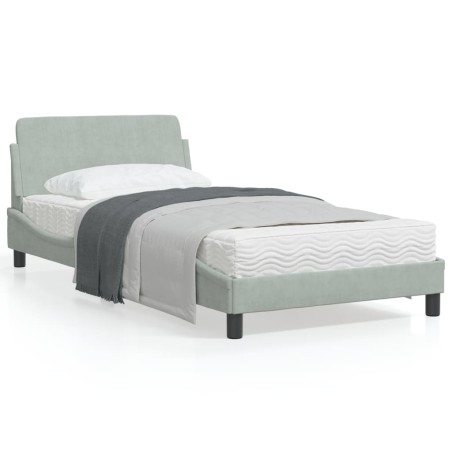 vidaXL Estructura de cama con cabecero terciopelo gris claro 100x200cm