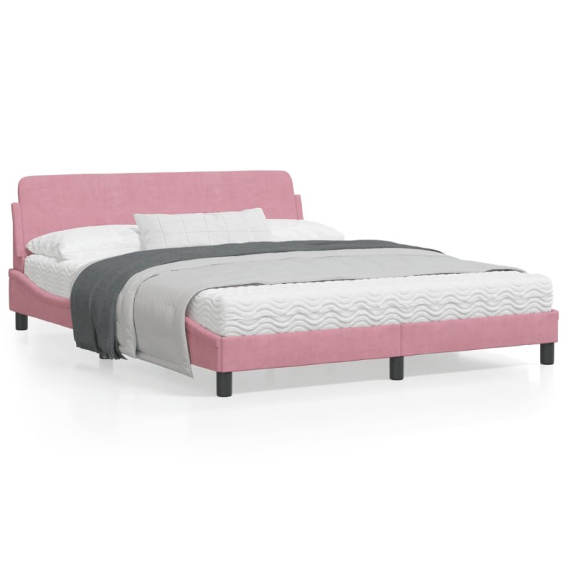 vidaXL Estructura de cama con cabecero de terciopelo rosa 160x200 cm vidaXL Estructura de cama con cabecero de terciopelo rosa 160x200 cm