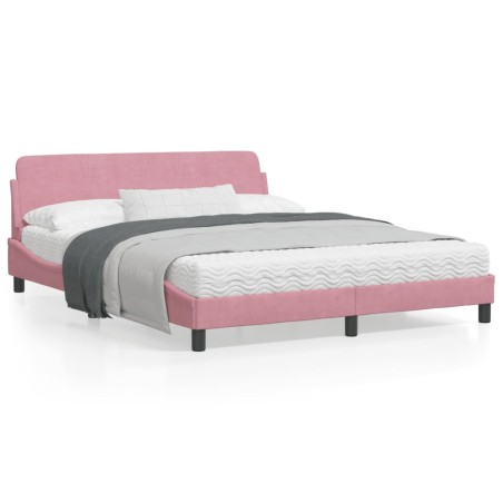 vidaXL Estructura de cama con cabecero de terciopelo rosa 160x200 cm