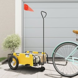 vidaXL Remolque para bicicletas hierro y tela Oxford amarillo